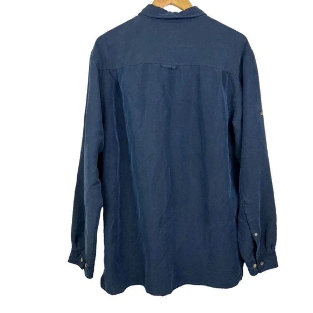 EUC The North Face Navy Button Down Long Sleeve Modal/Polyester Outdoors Shirt L